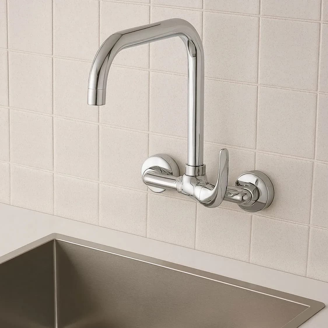 Ekos Wall Type Sink Mixer L-Spout Tap