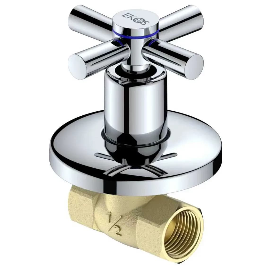 Ekos Cross Chrome Undertile Stop Tap - 15mm